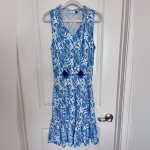Cabana Life Blue and White Paisley Midi Dress